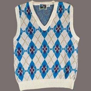 Vintage London Fog Argyle Sweater Vest Golf Knit Made in USA Men’s Medium